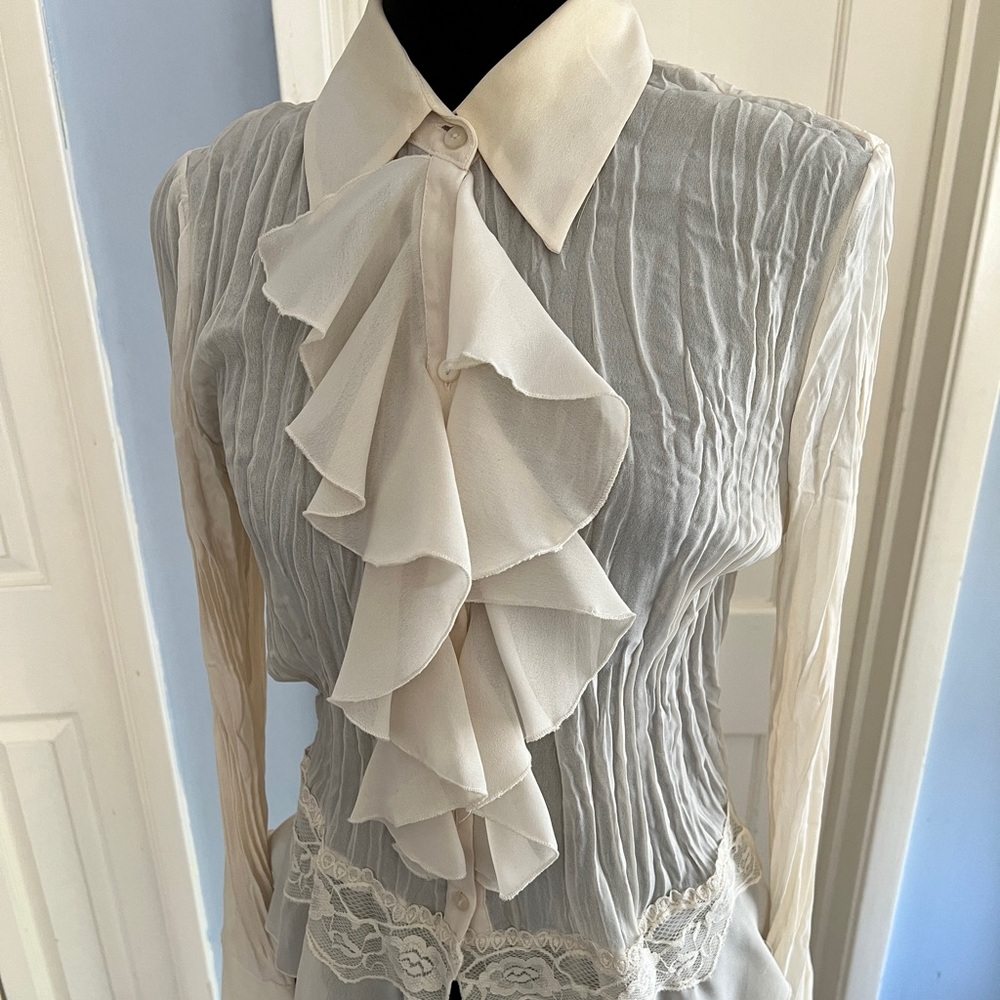 Cream ruffle and lace Sunny Leigh blouse